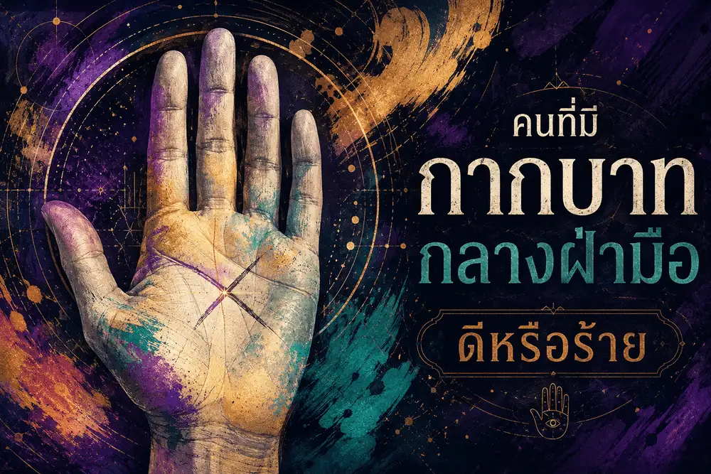 สัญลักษณ์กากบาทบนฝ่ามือในบรรยากาศลึกลับแบบศาสตร์ดูลายมือ