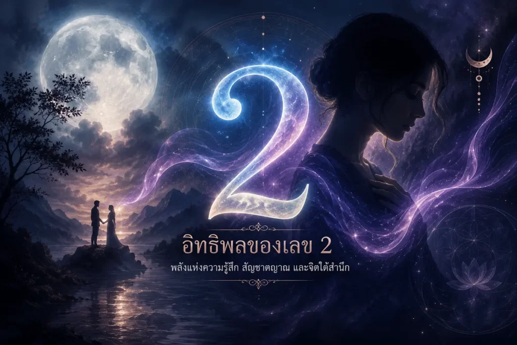 ภาพอิทธิพลของเลข 2 ในศาสตร์ตัวเลขและพลังจิตใจ