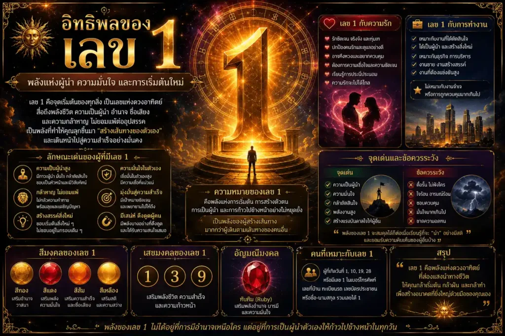 เลข 1 ท่ามกลางพลังจักรวาลสีทองแดง