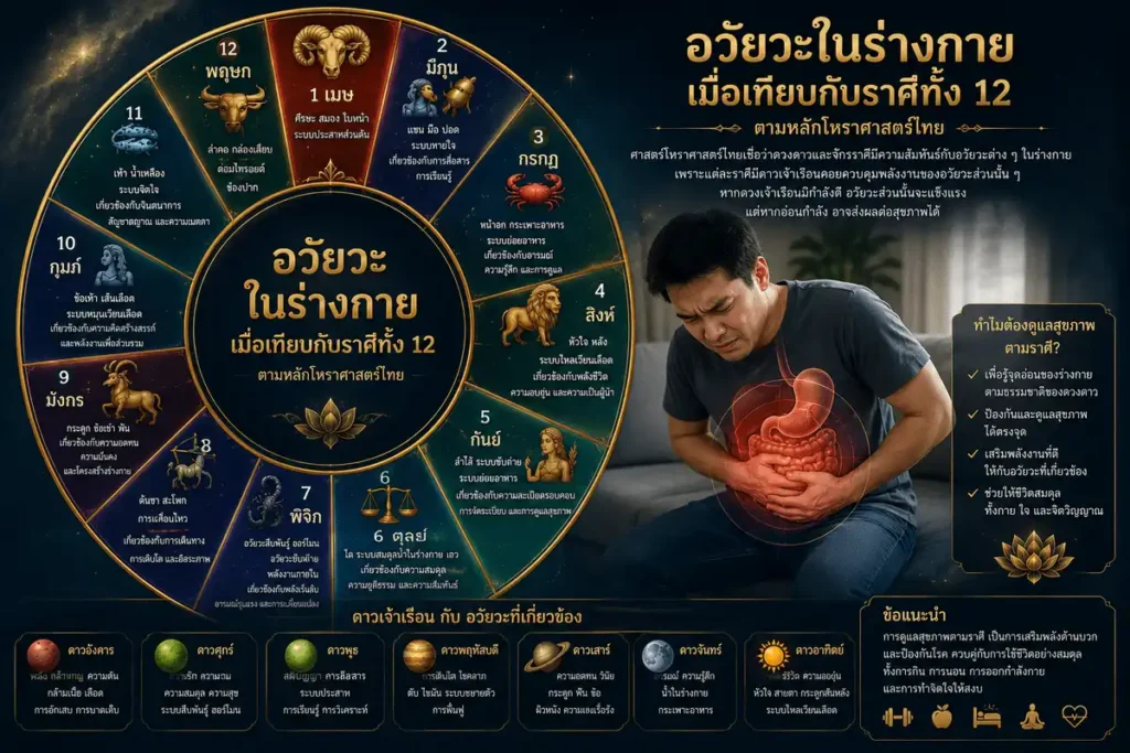 อวัยวะในร่างกายกับราศีทั้ง 12