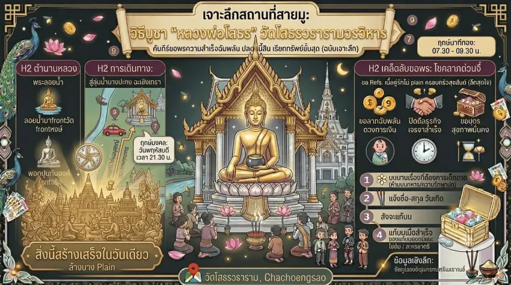 ภาพกราฟิกแบนเนอร์เจาะลึกวิธีบูชาหลวงพ่อโสธรวัดโสธรวรารามวรวิหารฉะเชิงเทราในสไตล์พาสเทลคลีนโทนสีสว่างสะอาดตาน่าเชื่อถือ