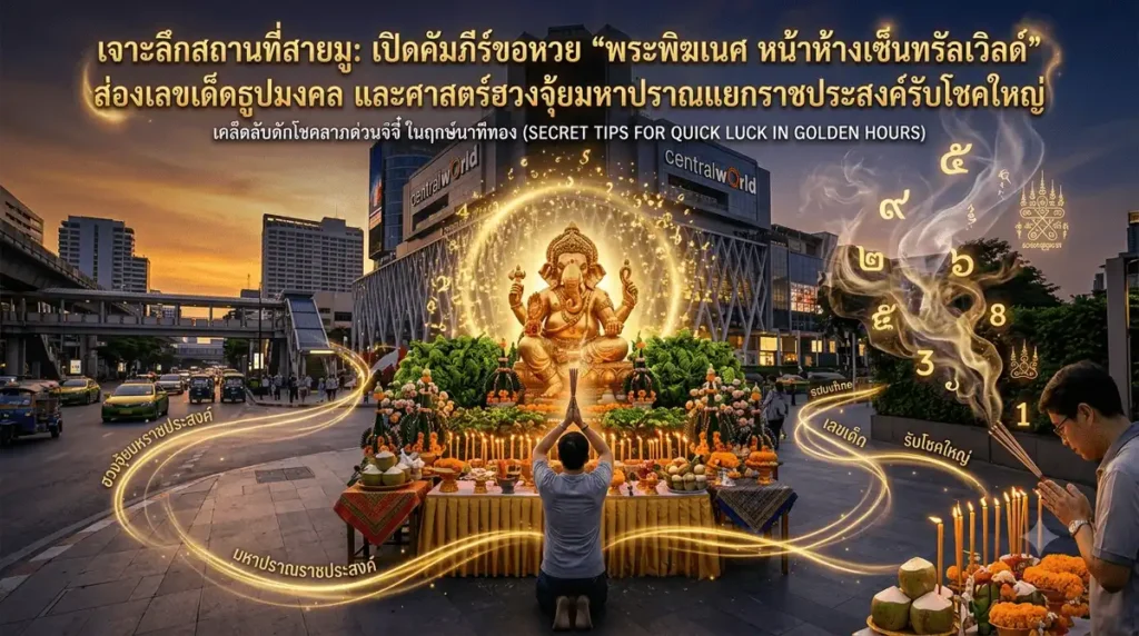 บูชาพระพิฆเนศ หน้าห้างเซ็นทรัลเวิลด์ แยกราชประสงค์ ขอพรโชคลาภเงินทองและส่องเลขเด็ดธูปมงคล