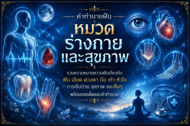 หมวดความฝันร่างกายและสุขภาพ รวมคำทำนายฝันเกี่ยวกับฟัน เลือด ดวงตา มือ เท้า หัวใจ สุขภาพ การเจ็บป่วย และอื่นๆ พร้อมเลขเด็ดและความหมายความฝัน