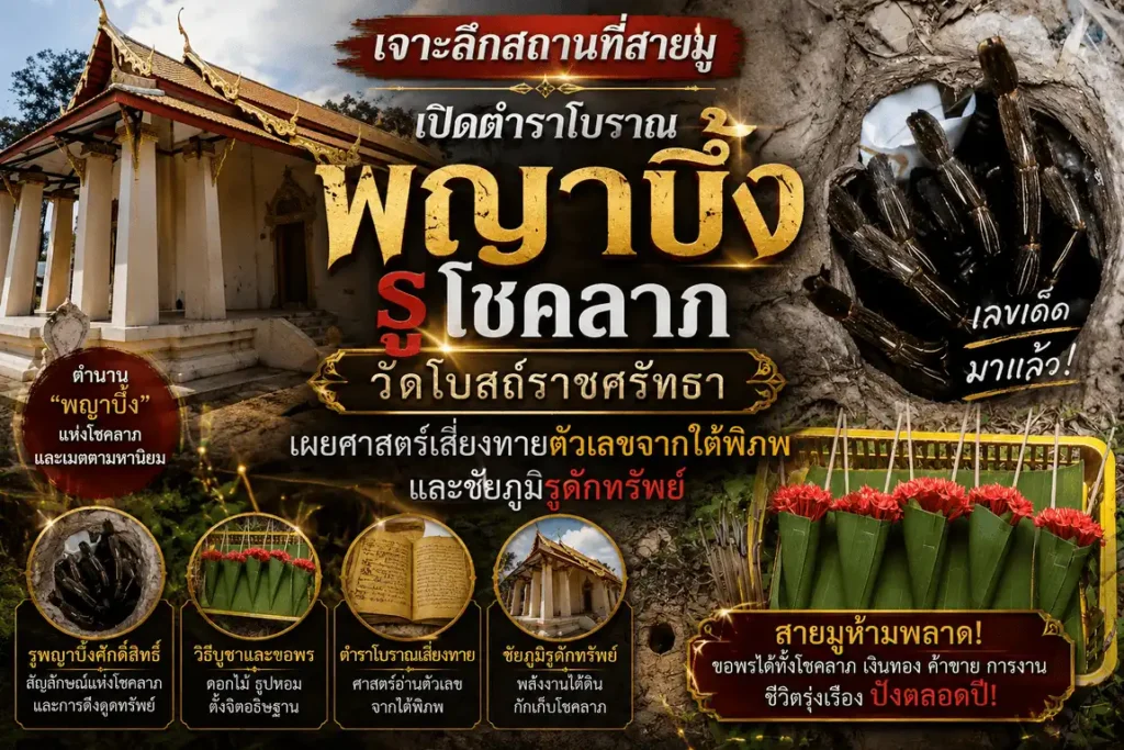 พญาบึ้ง รูโชคลาภ วัดโบสถ์ราชศรัทธา สถานที่สายมูชื่อดังสำหรับขอหวย ส่องเลขเด็ด และเสริมดวงโชคลาภจากศาสตร์เสี่ยงทายโบราณ